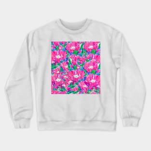 Pink daisies field watercolor drawing Crewneck Sweatshirt